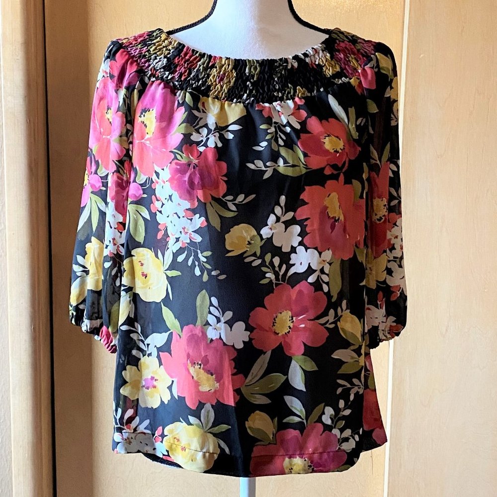NWT Sz PS S.L.B. Multicolored Floral Print Blouse